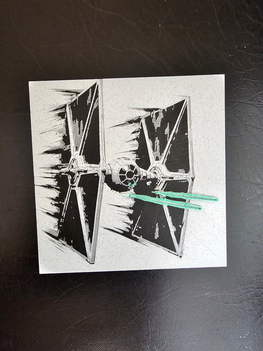 Tie Fighter White Background 3D Hueforge Art