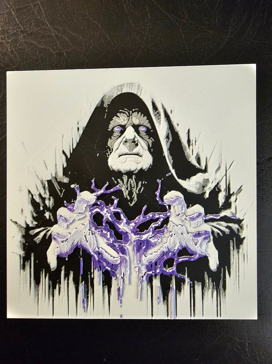 Emperor Palpatine Force Lightning Silk Purple Hueforge 3D Art