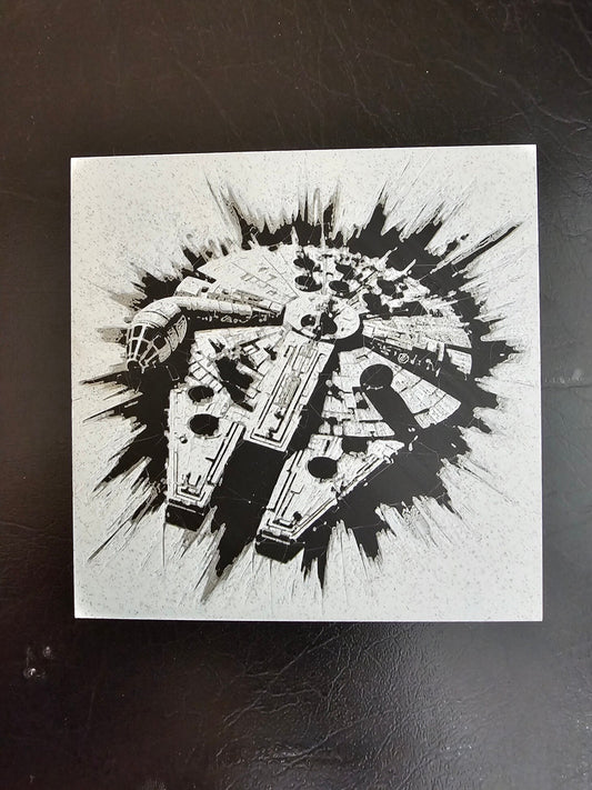 Millennium Falcon Gray Scale Hueforge 3D Art