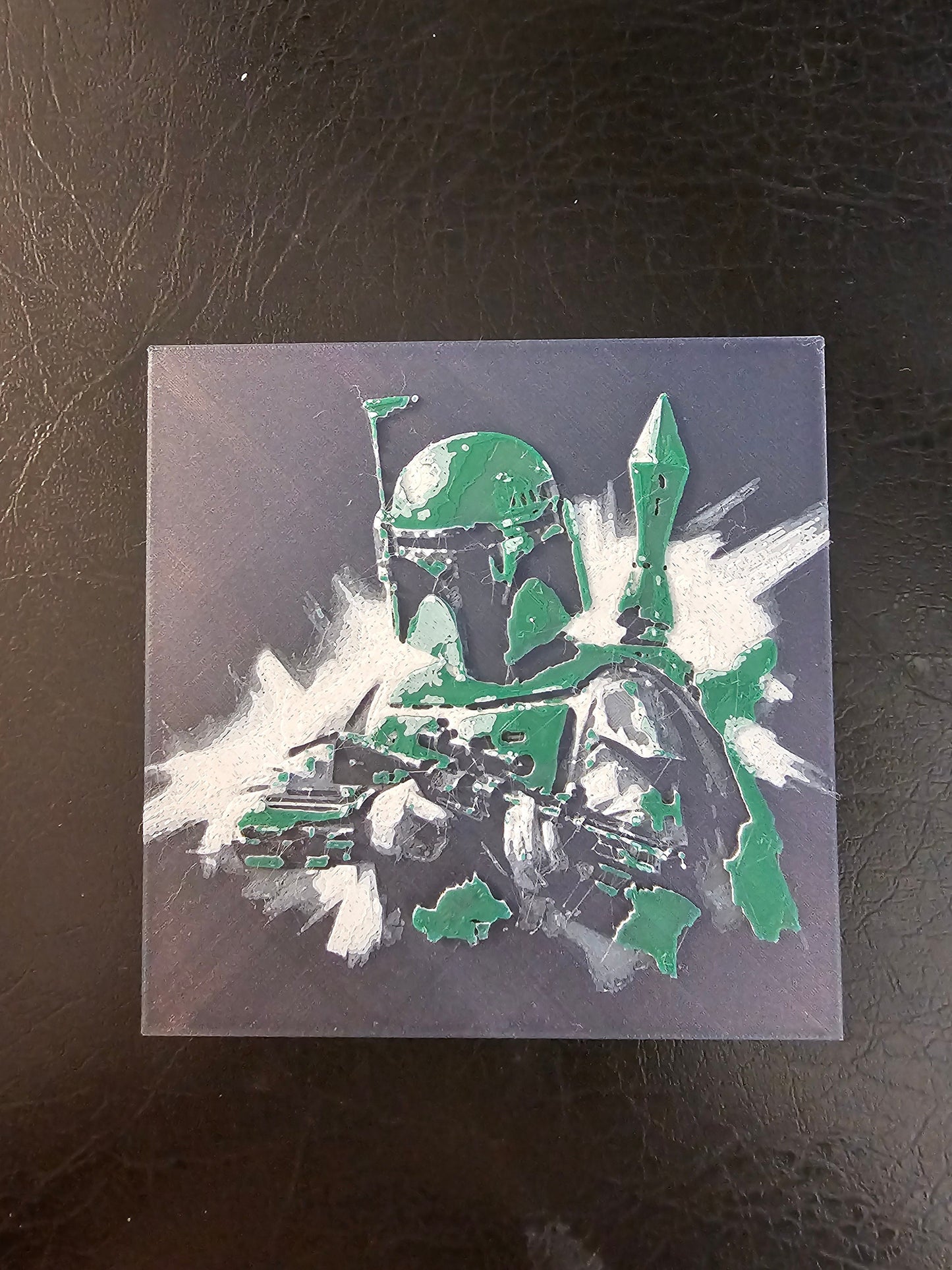 Boba Fett Black Colorshift Background 3D Hueforge Art