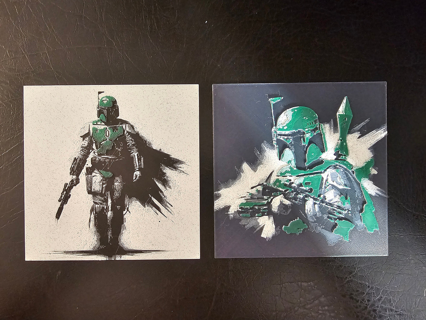 Boba Fett Black Colorshift Background 3D Hueforge Art