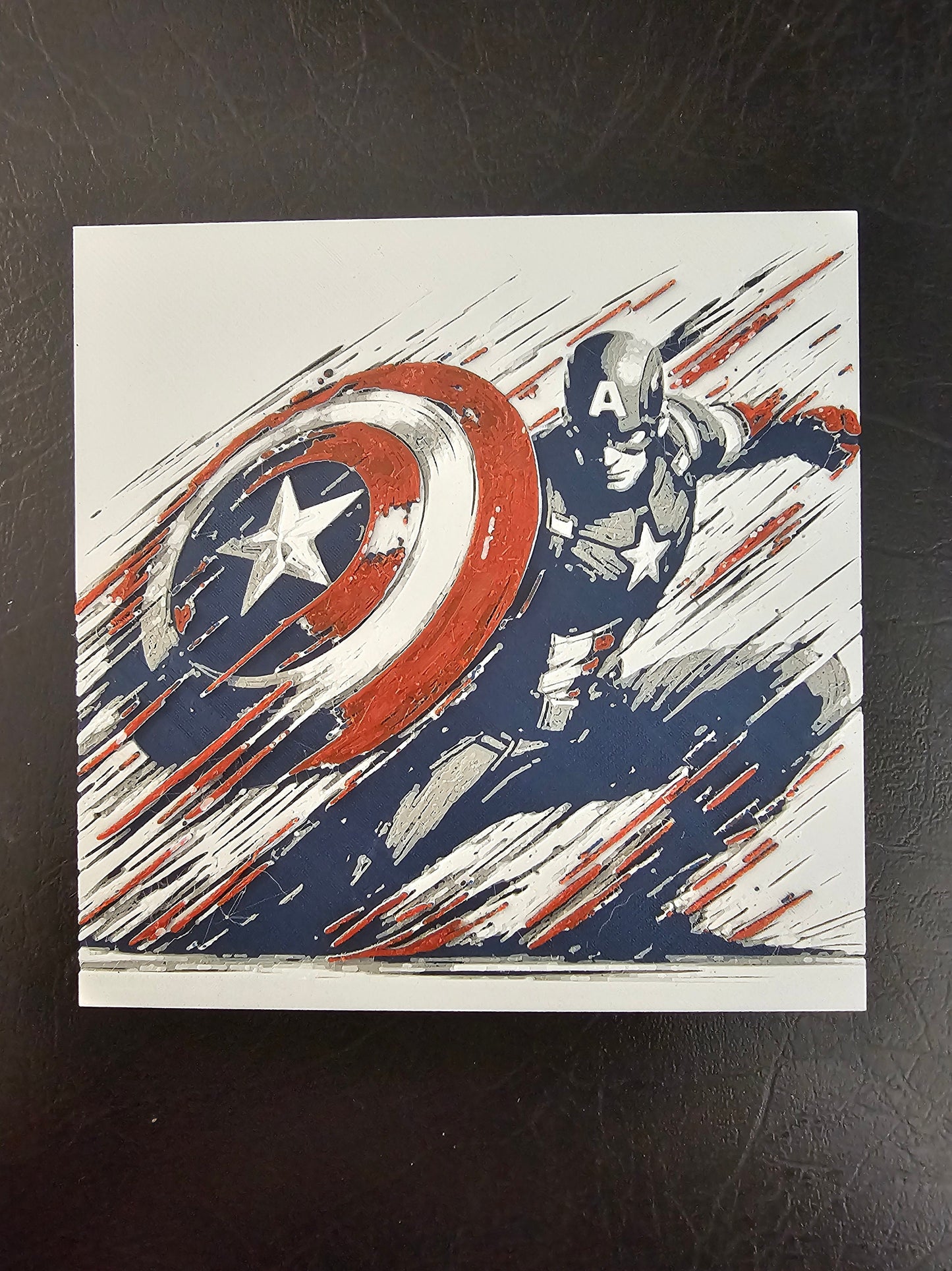 Captain America Kneeling, Avengers Assemble  Blue and Red, no Black 3D Hueforge Art