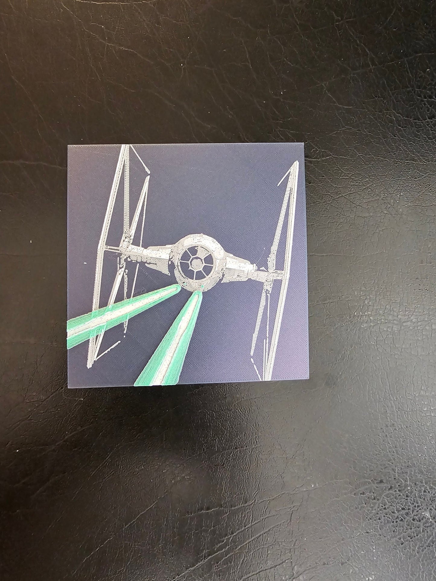 Tie Fighter Color Shift Black Background 3D Hueforge Art