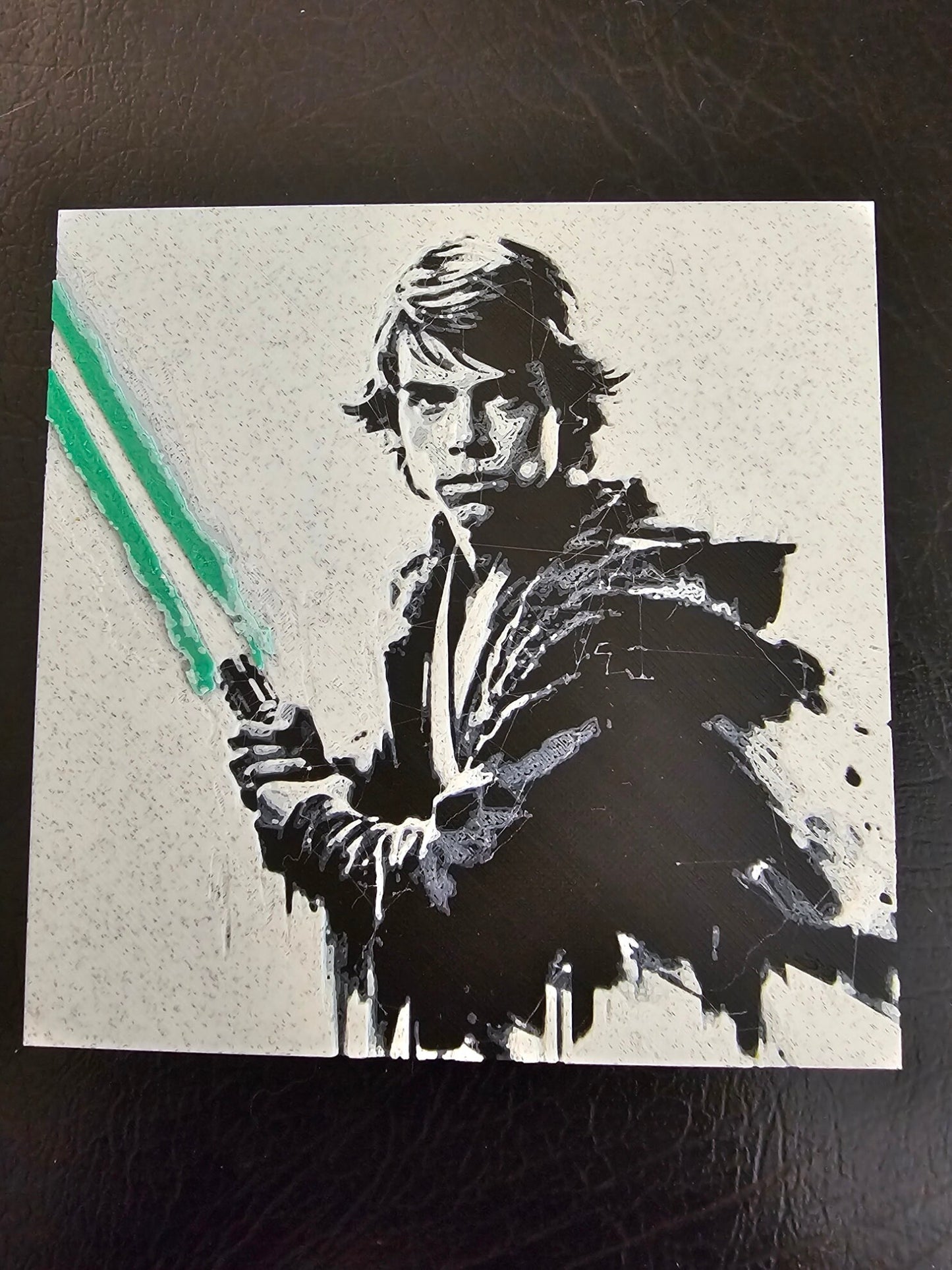 Young Luke Skywalker White Shirt, Green or Blue Saber, 3D Hueforge Art