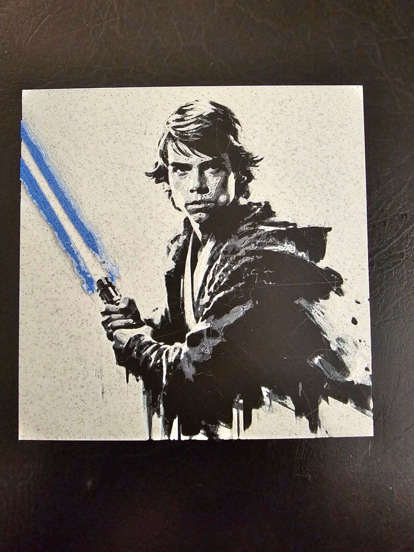 Young Luke Skywalker White Shirt, Green or Blue Saber, 3D Hueforge Art