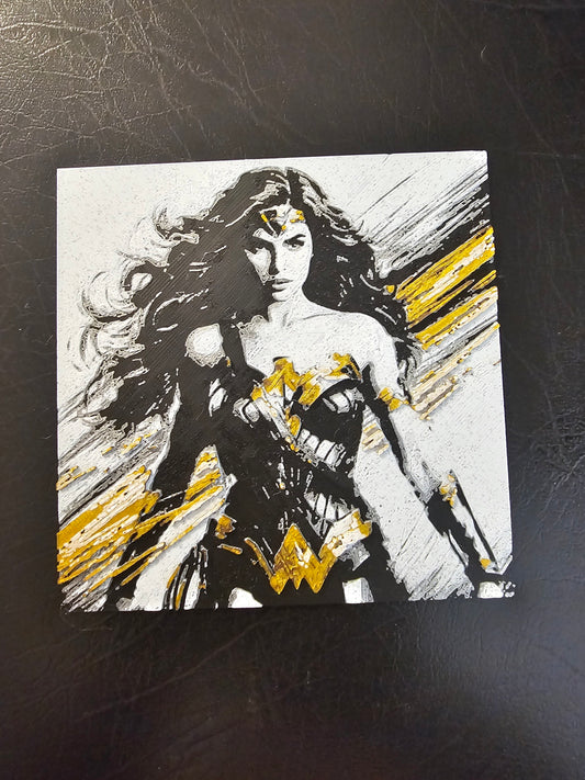 Wonder Woman in 5 Color Silk Gold 3D Hueforge Art