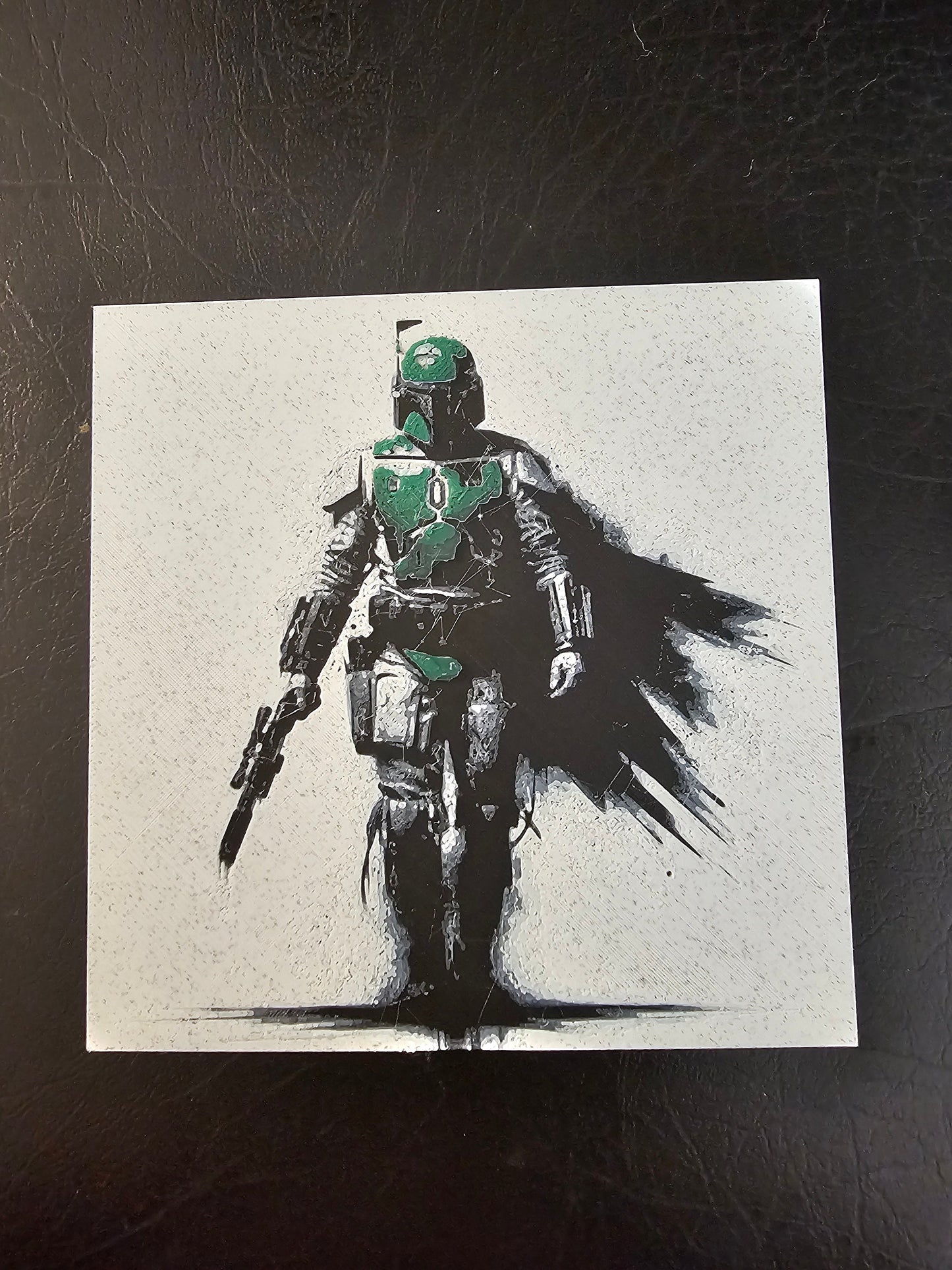 Boba Fett Black Colorshift Background 3D Hueforge Art