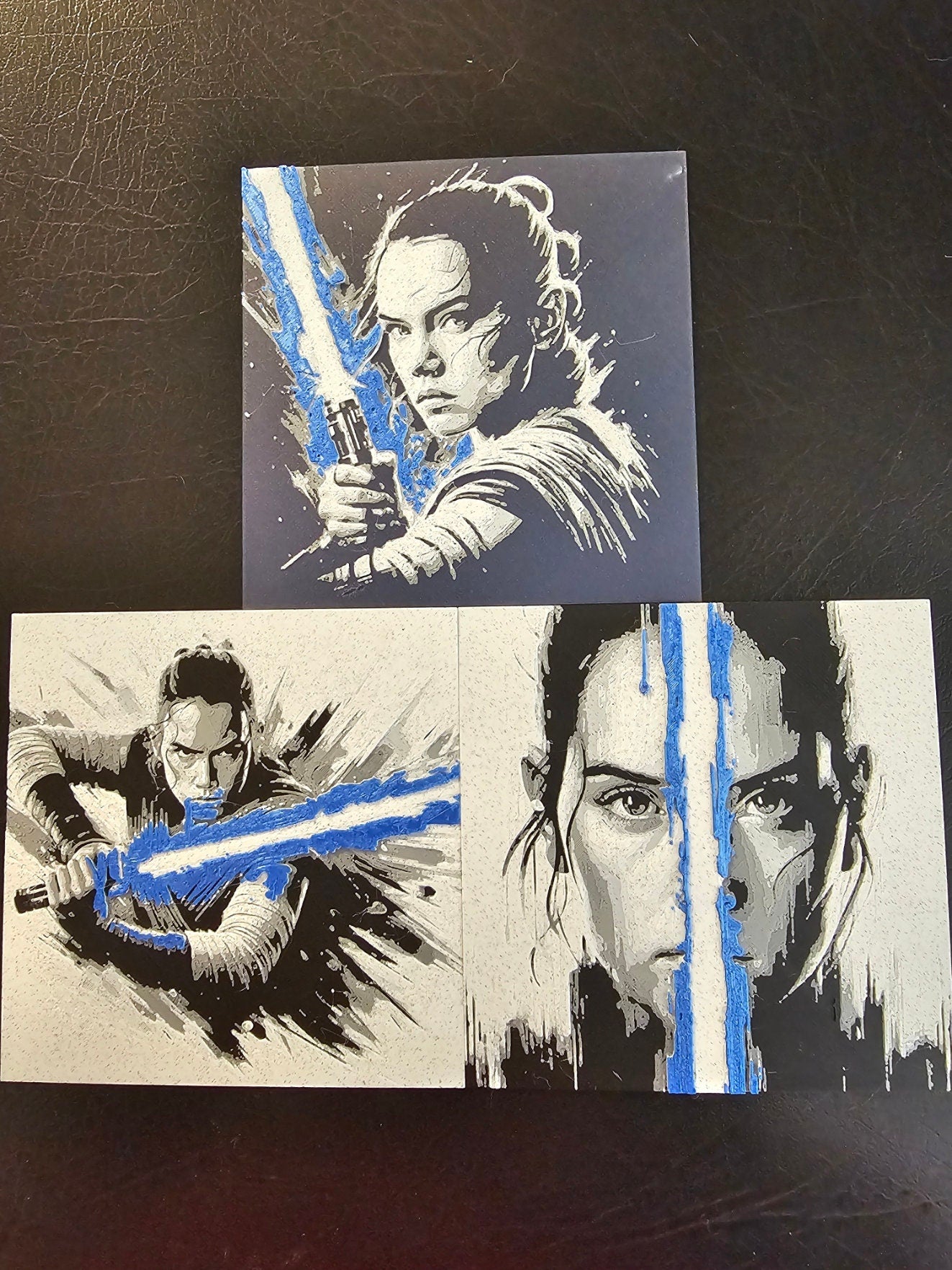 Rey Close Up with Gold or Blue saber 3D Hueforge Art