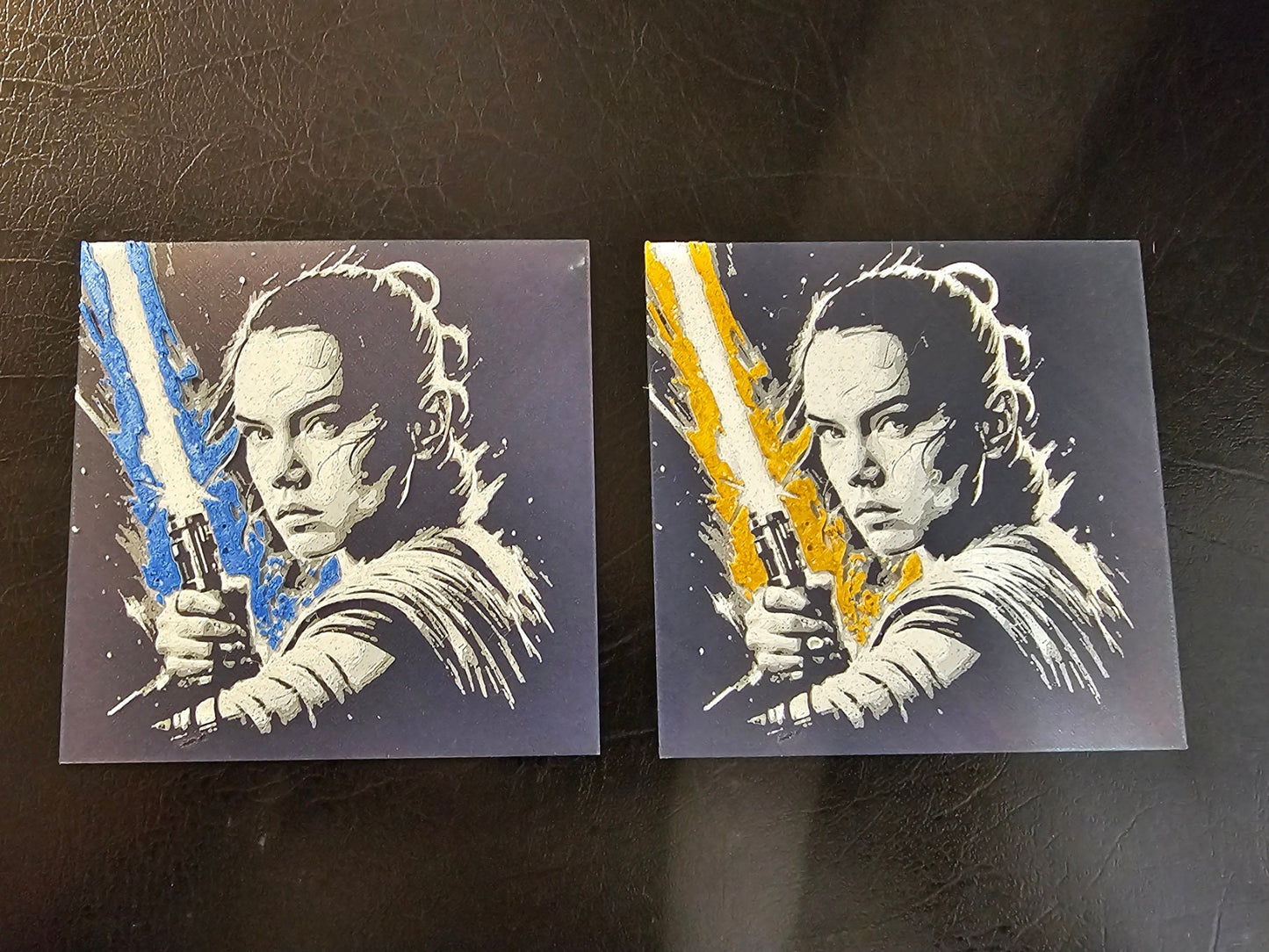 Rey Close Up with Gold or Blue saber 3D Hueforge Art