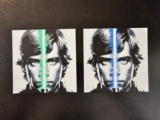 Young Luke Skywalker Close Up, Green or Blue Saber, 3D Hueforge Art