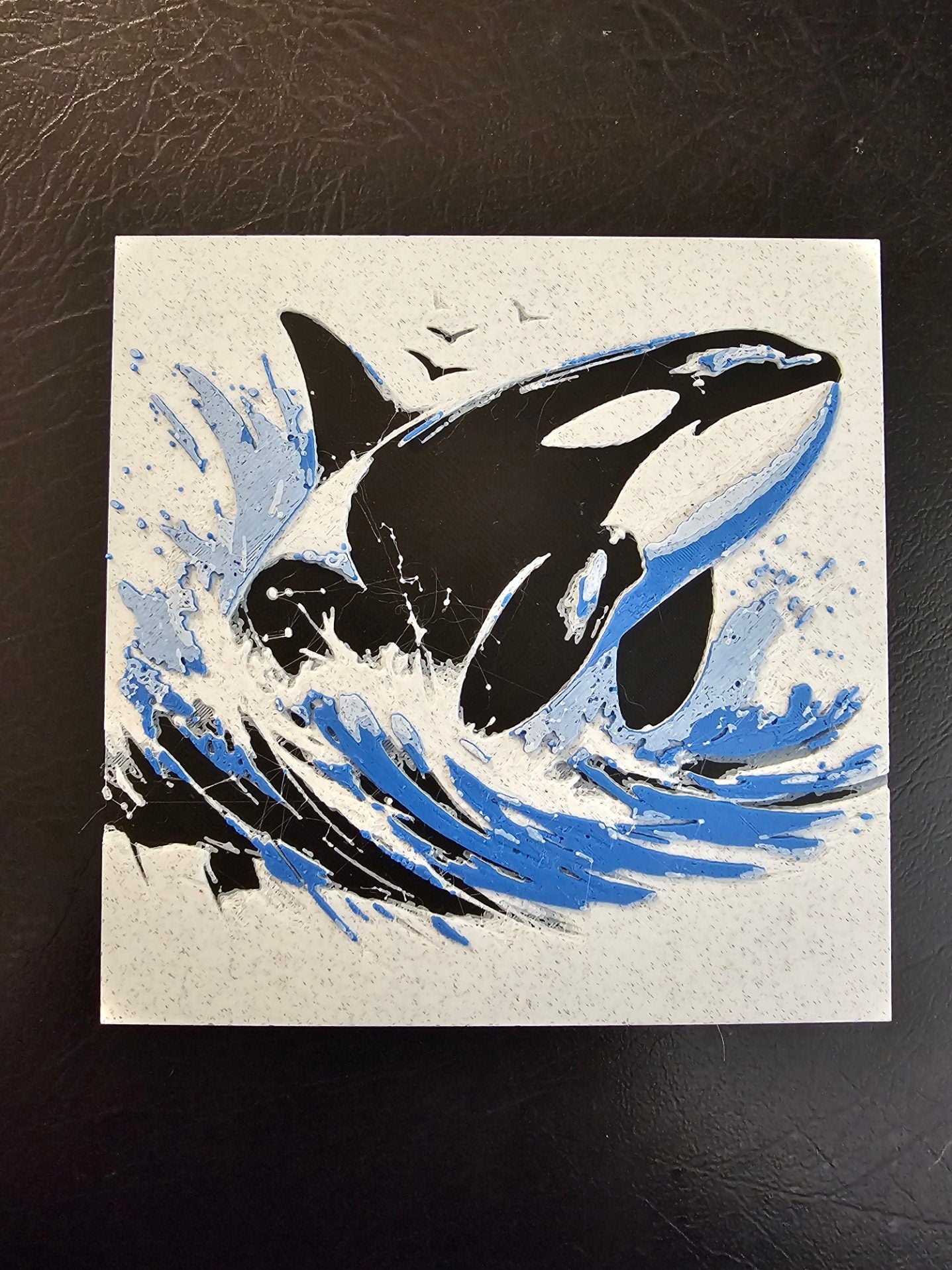 Orca in Blue Water 3D Hueforge Art