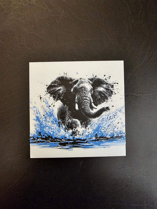 Elephant Splashing through Water 3D Hueforge Art