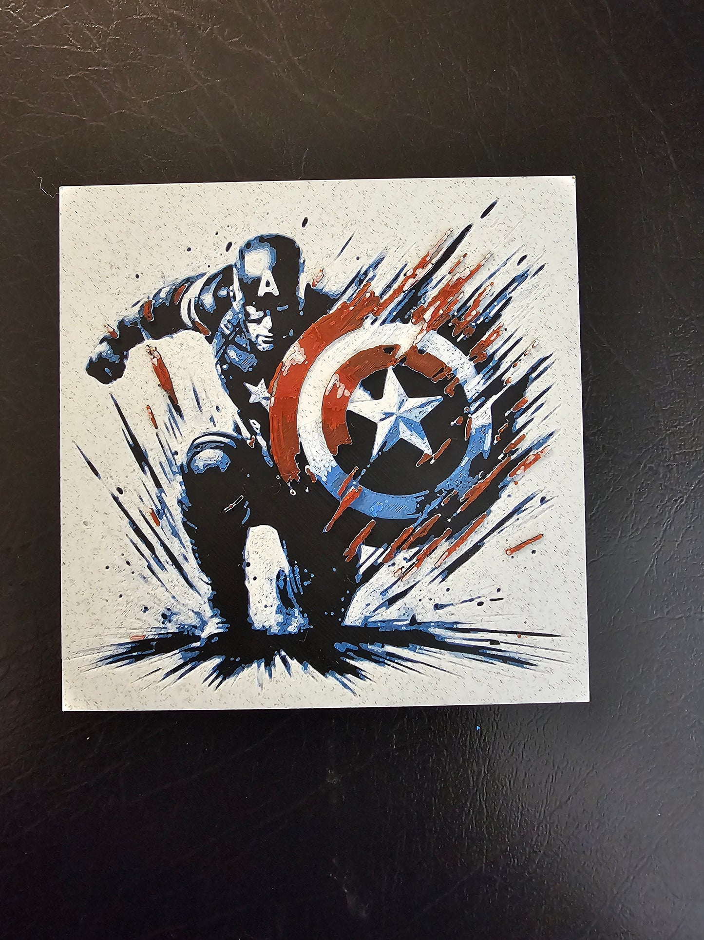 Captain America Kneeling, Avengers Assemble  Blue and Red, no Black 3D Hueforge Art