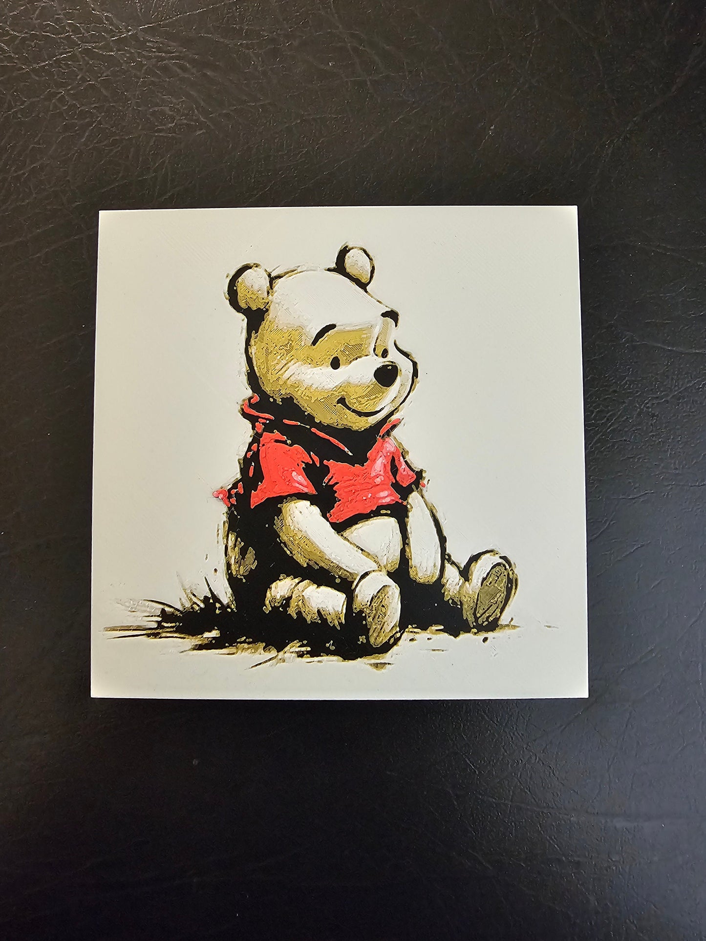 Pooh Bear Red and Gold 3D Hueforge Art