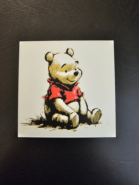 Pooh Bear Red and Gold 3D Hueforge Art