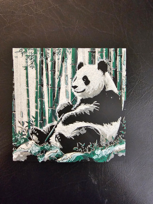 Giant Panda Lounging in Bamboo Hueforge 3D Art